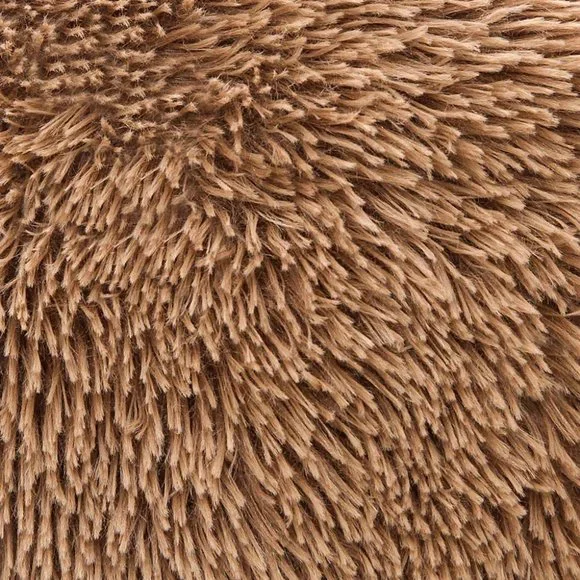 Tan/Khaki Luxury Furry Faux Fleece Pompom Cute Dorm Throw Pillow Decor Cover Set - Picture 5 of 8